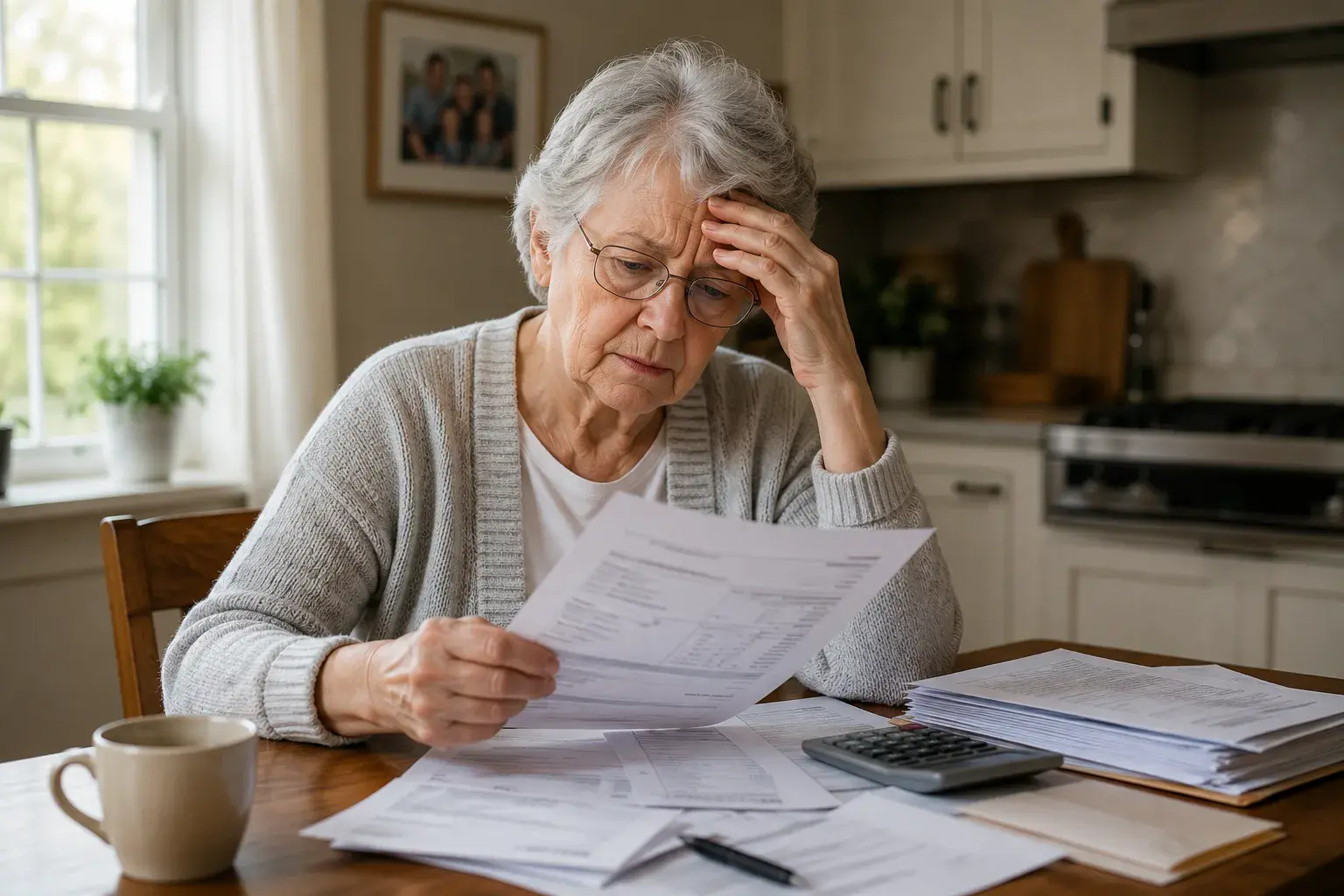 Elderly homeowner reviewing property paperwork