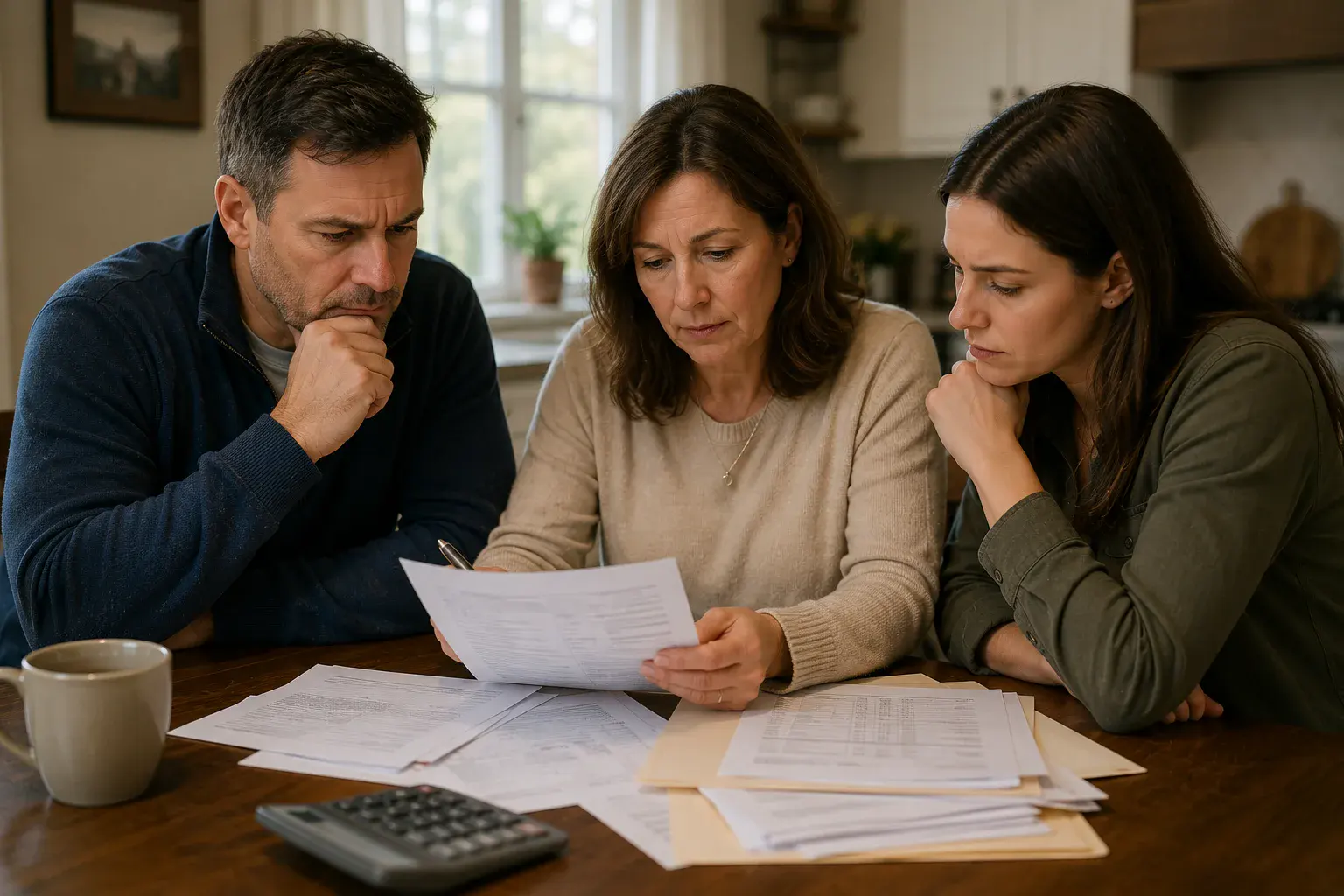 Family reviewing inherited property documents together